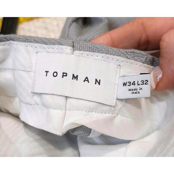 Nordstroms TopMan Men's Gray Pleat Front Chino Pants W34 L32 - Picture 3 of 6